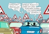 Cartoon: Baustellenzeit (small) by RABE tagged merz,kanzler,koalition,union,spd,klingbeil,cartoon,karikatur,pressezeichnung,farbcartoon,tagescartoon,db,bahn,frühling,frühjahr,frühjahrsputz,ice,zug,blumenkasten,blumenkästen,esc,songcontest,kabinett,kabinettsumbau,personalumbau,linneman,warken,frei,bilger,verkehr,gesundheit,kanzleramt,verkehrsschilder,ferien,urlaub,ferienzeit,stau