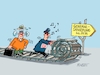 Cartoon: Es kommt ins Rollen (small) by RABE tagged db,bahn,verspätung,sanierung,generalsanierung,bahnstrecke,cartoon,karikatur,rabe,ralf,böhme,pressezeichnung,farbcartoon,tagescartoon,lok,zug,tunnel,gleisbett,bahnkunde,transport,verkehr