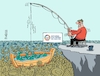 Cartoon: Fischers Fritze (small) by RABE tagged ozean,ozeankonferenz,un,frankreich,nizza,verschmutzun,müll,plastikmüll,cartoon,karikatur,rabe,ralf,böhme,pressezeichnung,farbzeichnung,tagescartoon,angler,boot,fische,plastik,konservendosen,treibnetze