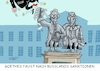 Cartoon: Goethes Faust (small) by RABE tagged merz,kanzler,koalition,union,spd,klingbeil,cartoon,karikatur,pressezeichnung,farbcartoon,tagescartoon,db,bahn,frühling,frühjahr,frühjahrsputz,ice,zug,blumenkasten,blumenkästen,esc,songcontest,deutschland,russland,sanktionen,goethe,faust,goetheinstitut,schließung,weimar,schiller,denkmal,faustschlag