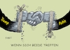 Cartoon: Händeschütteln (small) by RABE tagged trump,kanada,gipfel,gipfeltreffen,staatschefs,rabe,ralf,böhme,cartoon,karikatur,pressezeichnung,farbcartoon,tagescartoon,gespenst,geist,angst,donald,usa,nato,natoaustritt,schild,treffen,putin,moskau,staatschuldenhände,budapest,orban,treffpunkt,ukrainekrieg,waffenstillstand,kriegsende