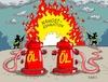 Cartoon: Hydranten (small) by RABE tagged trump,kanada,gipfel,gipfeltreffen,staatschefs,rabe,ralf,böhme,cartoon,karikatur,pressezeichnung,farbcartoon,tagescartoon,gespenst,geist,angst,donald,usa,nato,natoaustritt,schild,iran,israel,flächenbrand,teheran,angrif,atomprogramm,atombombe,nahost,brandhert,konflikt,frieden