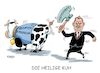 Cartoon: Klingbeils Hackebeil (small) by RABE tagged merz,kanzler,koalition,union,spd,klingbeil,cartoon,karikatur,pressezeichnung,farbcartoon,tagescartoon,db,bahn,frühling,frühjahr,frühjahrsputz,ice,zug,blumenkasten,blumenkästen,esc,songcontest,einsparungen,kürzungen,reform,lars,hackebeil,beamte,beamtenstatus,beamtenversorgung,rente,panssion,axt,beil,schlachtung,schlachthof,kuh,heiligtum,altar