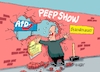 Cartoon: Peep Show (small) by RABE tagged ampel,ampelregierung,rot,grün,gelb,fdp,spd,grüne,rabe,ralf,böhme,cartoon,karikatur,pressezeichnung,farbcartoon,tagescartoon,inflation,einkommen,rente,rentenpaket,bruch,streit,neuwahlen,wahlkampf,friedrich,merz,union,kanzlerkandidat,migrationspläne,brandmauer,afd,grenzkontrollen,sex,peep,show,peepshow,hammer,mauer,ziegel