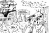 Cartoon: Piratenschiff (small) by RABE tagged piraten,piratenpartei,bundesparteitag,bochum,mindestlohn,mindestrente,rabe,ralf,böhme,cartoon,karikatur,wald,jäger,schiff,kogge,piratenschiff,förster,bundestagswahl,schlömer,flinten,schrotflinte