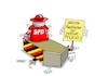 Cartoon: Plattgesessen (small) by RABE tagged merz,union,cdu,csu,wehrpflicht,spd,rabe,ralf,böhme,cartoon,karikatur,pressezeichnung,farbcartoon,tagescartoon,pistorius,spahn,sozialdemokraten,streit,uneinigkeit,bundeswehr,soldaten,wehrdienst,verpflichtung,schilderhaus,wachhaus