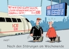 Cartoon: Störung bei der Bahn (small) by RABE tagged db,bahn,gewerkschaft,gdl,gewerkschaftsboss,weselsky,rabe,ralf,böhme,cartoon,karikatur,pressezeichnung,farbcartoon,tagescartoon,streik,rente,rentner,störung,it,zugverkehr,zugausfall,verspätung,reisende,zusammenbruch,transparent,losung