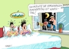 Cartoon: Warntag (small) by RABE tagged merz,kanzler,koalition,union,spd,klingbeil,cartoon,karikatur,pressezeichnung,farbcartoon,tagescartoon,db,bahn,frühling,frühjahr,frühjahrsputz,ice,zug,blumenkasten,blumenkästen,esc,songcontest,warntag,sirene,warnsignal,test,schlafzimmer,ehepaar,bett,fenster,leiter,hupe,vorwarnung