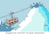 Cartoon: Zugespitztes (small) by RABE tagged corona,zugspitze,ski,skifahrer,seilbahn,drahtseilbahn,berg,gipfel,schnee,winter,skisaison