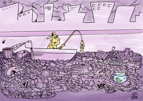 Cartoon: trash sea (medium) by izidro tagged eco