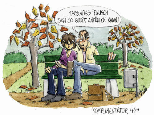 Cartoon: Flirten im Alter (medium) by mele tagged flirten,kompliment,frauen,männer,beziehung