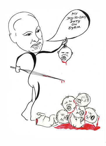 Cartoon: Putin in the slaughterhouse (medium) by menschenskindergarten tagged syrien,putin,aleppo