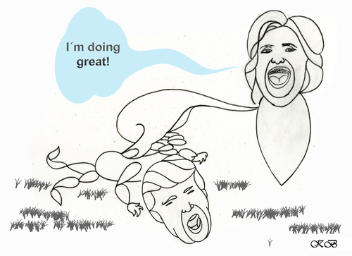 Cartoon: Pest siegt über Cholera (medium) by menschenskindergarten tagged clinton,trump,usa,demokraten,republikaner
