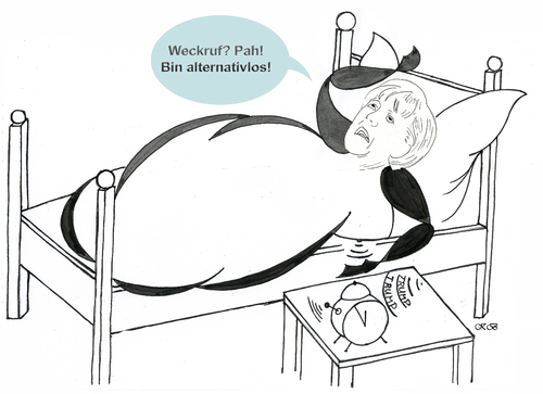Cartoon: Weckruf für Merkel (medium) by menschenskindergarten tagged merkel,afd,populisten,trump,usa