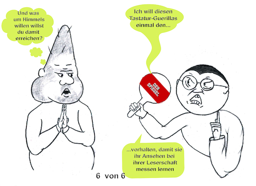 Cartoon: Spiegel der Umformungen (medium) by menschenskindergarten tagged spiegel,relotius,medien,presse,narrative,storytelling