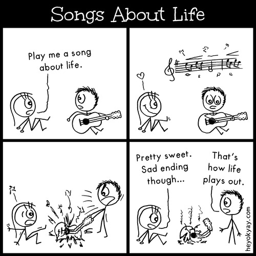 Cartoon: Songs about life (medium) by heyokyay tagged life,song,guitar,musician,guitarist,comic,stickfigures,heyokyay