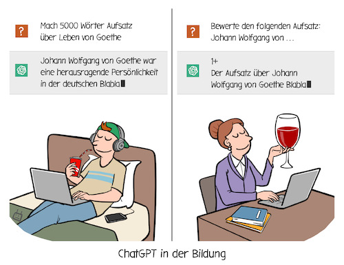 Cartoon: ChatGPT in der Bildung (medium) by Cloud Science tagged ki,chatgpt,chatbot,künstliche,intelligenz,bildung,schule,lernen,lehrer,schüler,hausaufgaben,technologie,technik,zukunft,innovation,ki,chatgpt,künstliche,intelligenz,bildung,schule,lernen,lehrer,schüler,hausaufgaben,technologie,technik,zukunft,innovation