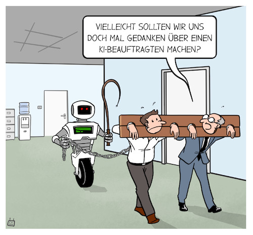 Cartoon: Der KI-Beauftragte (medium) by Cloud Science tagged ki,künstliche,intelligenz,job,unternehmen,caio,chief,ai,officer,innovation,arbeitswelt,management,roboter,tech,technologie,digitalisierung,transformation,zukunft,ki,künstliche,intelligenz,job,unternehmen,caio,chief,ai,officer,innovation,arbeitswelt,management,roboter,tech,technologie,digitalisierung,transformation,zukunft