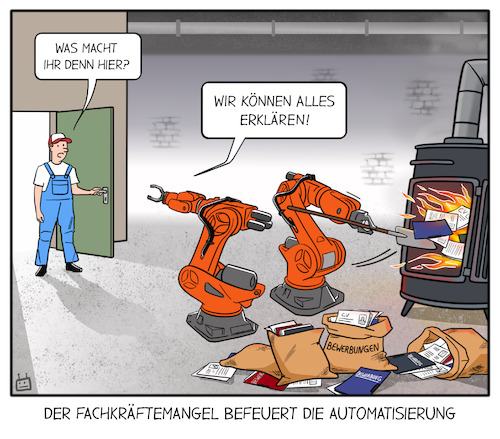 Cartoon: Fachkräftemangel? (medium) by Cloud Science tagged fachkräftemangel,automatisierung,roboter,bewerbungen,industrie,fachkräfte,jobs,digitalisierung,tech,technik,technologie,innovation,ki,künstliche,intelligenz,hyperautomation,automation,smart,factory,fachkräftemangel,automatisierung,roboter,bewerbungen,industrie,fachkräfte,jobs,digitalisierung,tech,technik,technologie,innovation,ki,künstliche,intelligenz,hyperautomation,automation,smart,factory