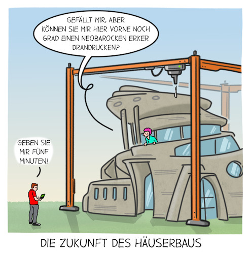 Cartoon: Haus aus dem 3D-Drucker (medium) by Cloud Science tagged haus,hausbau,häuserbau,bau,architektur,3ddruck,3d,additive,fertigung,baubranche,zukunft,technologie,disruption,transformation,digitalisierung,bauen,drucken,innovation,baustelle,bauarbeiten,haus,hausbau,häuserbau,bau,architektur,3ddruck,3d,additive,fertigung,baubranche,zukunft,technologie,disruption,transformation,digitalisierung,bauen,drucken,innovation,baustelle,bauarbeiten