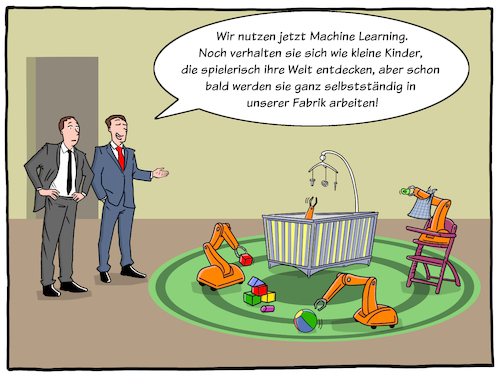 Cartoon: Machine Learning (medium) by Cloud Science tagged industrie,industrie40,it,tech,technologie,fabrik,factory,smart,roboert,machinelles,lernen,ki,kuenstliche,intelligenz,automatisierung,automatisch,roboter,roboterarm,kuka,wirtschaft,digital,digitalisierung,autonom,daten,sensoren,intelligent,technik,future,zukunft,disruption,arbeit,herstellung,business,industrie,industrie40,it,tech,technologie,fabrik,factory,smart,roboert,machinelles,lernen,ki,kuenstliche,intelligenz,automatisierung,automatisch,roboter,roboterarm,kuka,wirtschaft,digital,digitalisierung,autonom,daten,sensoren,intelligent,technik,future,zukunft,disruption,arbeit,herstellung,business