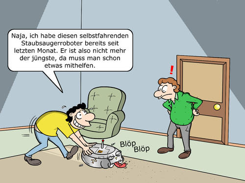 Cartoon: Obsoleszenz (medium) by Cloud Science tagged lebenszyklus,lebensdauer,produkt,technologie,ki,staubsauger,produkt,lebensdauer,lebenszyklus,staubsauger,ki,technologie