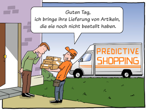 Cartoon: Predictive Shopping (medium) by Cloud Science tagged predictive,shopping,ki,kuenstliche,intelligenz,vorhersage,prognose,kundendaten,analyse,kaufverhalten,big,data,deep,learning,maschinelles,lernen,machine,amazon,retail,logistik,online,handel,bestellung,lieferung,haustuer,paket,pakete,digitalisierung,digital,zukunft,disruption,transformation,kunde,spedition,moeller,illustration,cartoon,daten,algorithmen,technik,technologie,tech,it,entwicklung,predictive,shopping,ki,kuenstliche,intelligenz,vorhersage,prognose,kundendaten,analyse,kaufverhalten,big,data,deep,learning,maschinelles,lernen,machine,amazon,retail,logistik,online,handel,bestellung,lieferung,haustuer,paket,pakete,digitalisierung,digital,zukunft,disruption,transformation,kunde,spedition,moeller,illustration,cartoon,daten,algorithmen,technik,technologie,tech,it,entwicklung