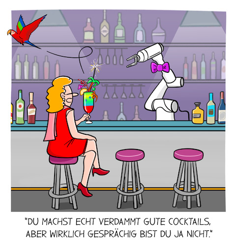 Cartoon: Soziale Fähigkeiten (medium) by Cloud Science tagged roboter,barkeeper,bar,fachkraft,soziale,fähigkeiten,empathie,robotik,cocktail,technik,technologie,kommunikation,dialog,interaktion,roboter,barkeeper,bar,fachkraft,soziale,fähigkeiten,empathie,robotik,cocktail,technik,technologie,kommunikation,dialog,interaktion