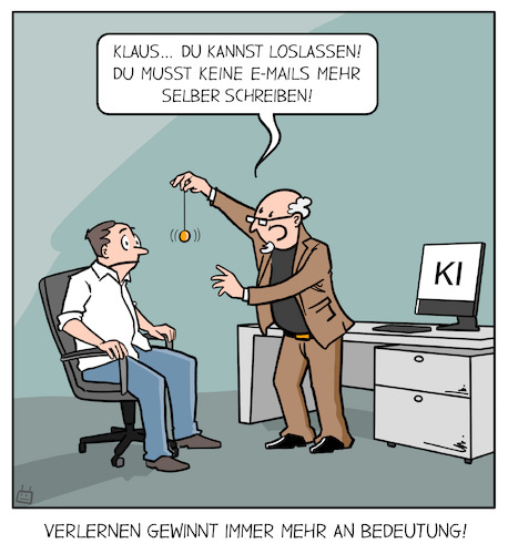 Cartoon: Verlernen lernen (medium) by Cloud Science tagged ki,künstlicheintelligenz,verlernen,transformation,changemanagement,zukunftderarbeit,büro,automatisierung,email,digitalisierung,schmerz,widerstand,arbeitswelt,innovation,satire,cartoon,management,technologie,mitarbeiter,ki,künstlicheintelligenz,verlernen,transformation,changemanagement,zukunftderarbeit,büro,automatisierung,email,digitalisierung,schmerz,widerstand,arbeitswelt,innovation,satire,cartoon,management,technologie,mitarbeiter