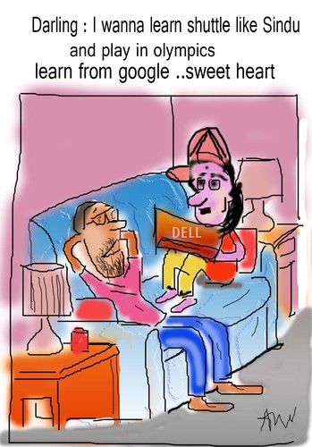 Cartoon: wife and hus conversation (medium) by anupama tagged wife,and,husband,conversaion