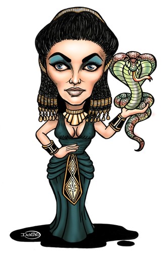 Cartoon: Elizabeth Taylor as Cleopatra (medium) by DeVaTe tagged liz,taylor,elizabeth,cleopatra,beauty,hollywood