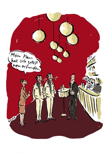 Cartoon: Neu erfunden (medium) by Bettina Bexte tagged erfindung,selbstfindung,lifestyle,snob,intellektuelle,smalltalk,künstler,lebensart,erfindung,selbstfindung,lifestyle,snob,intellektuelle,smalltalk,künstler,lebensart,identität