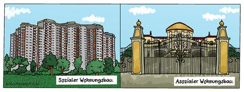 Cartoon: Schoolpeppers 314 (medium) by Schoolpeppers tagged reichtum,sozial,wohnung,villa,haus