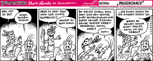 Cartoon: Schhweinevogel Pausensnack (medium) by Schweinevogel tagged ernährung,nahrungsmittel,nahrung,pause,short,novel,schwarwel,schweinevogel,funny,leipzig,essen,faul,fleiss,putzen,arbeiten,snack,zwischenmahlzeit,hausarbeit