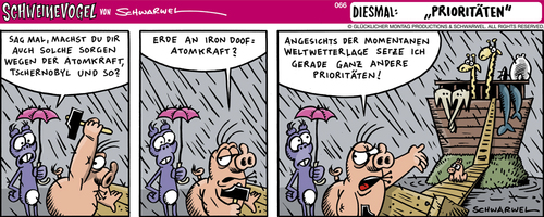 Cartoon: Schweinevogel Prioritäten (medium) by Schweinevogel tagged iron,doof,schweinevogel,sid,schwarwel,comic,cartoon,strip,prioritäten