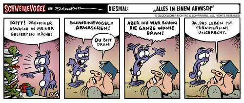 Cartoon: Schweinvogel Strip -  Abwasch (medium) by Schweinevogel tagged schweinevogel,sid,schwarwel,strip,cartoon