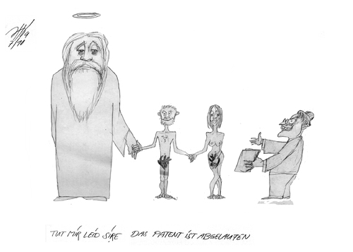 Cartoon: patentmensch (medium) by sasch tagged patent,genetik,klon,glaube,identität