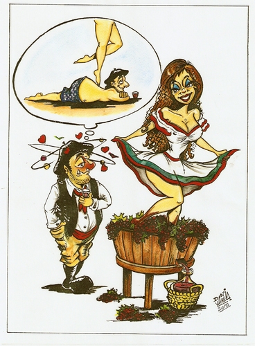 Cartoon: vino (medium) by DANIEL EDUARDO VARELA tagged placer