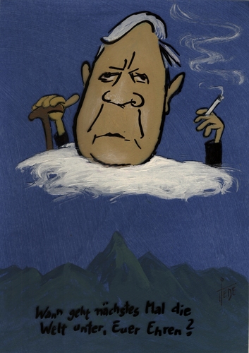 Cartoon: Helmut Schmidt -Deutsches Orakel (medium) by tiede tagged tiede,tiedemann,delphi,orakel,altkanzler,schmidt,helmut,helmut schmidt,altkanzler,orakel,helmut,schmidt