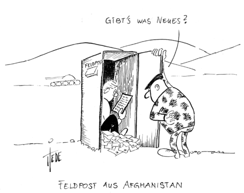 Cartoon: Feldpost II (medium) by tiede tagged feldpost,afghanistan,briefgeheimnis,feldpost,afghanistan,briefgeheimnis