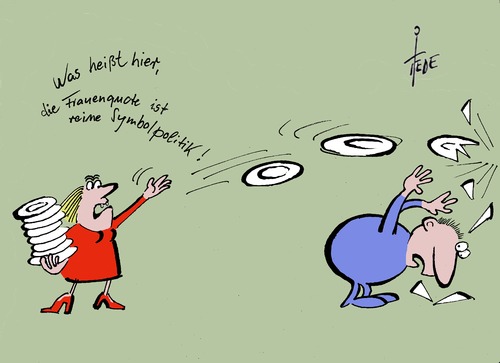 Cartoon: Frauenquote (medium) by tiede tagged frauenquote,aufsichtsrat,unternehmen,symbolpolitik,schlesig,manuela,tiedemann,cartoon,karikatur,frauenquote,aufsichtsrat,unternehmen,symbolpolitik,schlesig,manuela,tiedemann,cartoon,karikatur