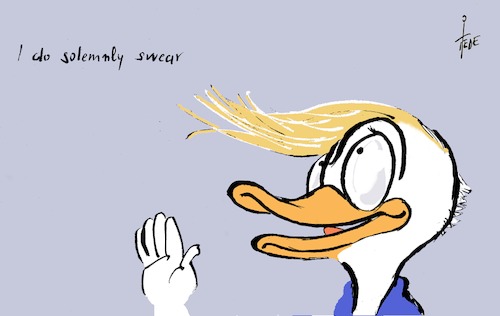 Cartoon: Donald is president (medium) by tiede tagged inauguration,trump,tiede,tiedemann,cartoon,karikatur,inauguration,trump,tiede,tiedemann,cartoon,karikatur