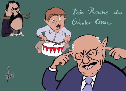 Cartoon: Marcel Reich-Ranicki-Video (medium) by tiede tagged literatur,matzerat,oskar,blechtrommel,ranicki,reich,marcel,grass,günter,günter,grass,marcel,reich,ranicki,blechtrommel,oskar,matzerat,literatur