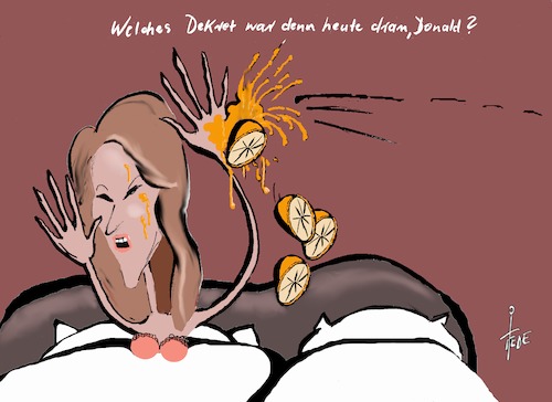 Cartoon: Melania Trump (medium) by tiede tagged melania,trump,donald,dekrete,tiede,tiedeman,cartoon,karikatur,melania,trump,donald,dekrete,tiede,tiedeman,cartoon,karikatur