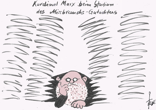 Cartoon: Missbrauchs-Gutachten (medium) by tiede tagged kardinal,marx,missbrauch,gutachten,kirche,rom,tiede,cartoon,kardinal,marx,missbrauch,kirche,rom,tiede,cartoon