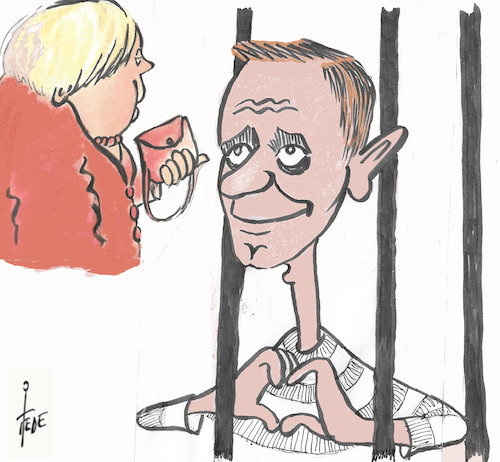 Cartoon: Navalny (medium) by tiede tagged navalny,haft,merkel,dank,tiede,cartoon,karikatur,navalny,haft,merkel,dank,tiede,cartoon,karikatur