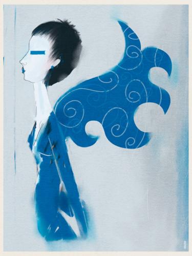 Cartoon: blue swan (medium) by petmo tagged girl,swan,blue,portrait