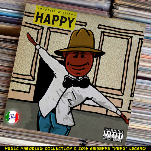 Cartoon: Pharrell Williams - Happy (medium) by Peps tagged pharrell,williams,happy