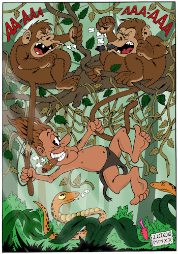 Cartoon: Tarzan jungle call (medium) by Ludus tagged tarzan,monkeys