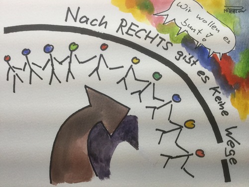 Cartoon: Kein Weg nach RECHTS (medium) by Pralow tagged afd,npd,rechte,partein,populismus,wählen,bürger,wahlen,parteiprogramme,afd,npd,rechte,partein,populismus,wählen,bürger,wahlen,parteiprogramme,bunt